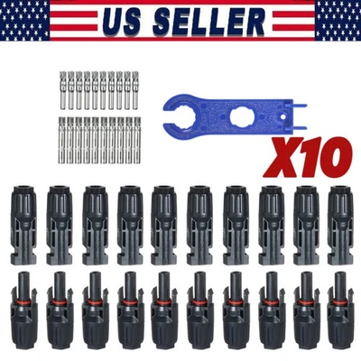 10/20/50/100 Pairs Male Female Solar Cable Connectors For DIY Solar Panel US - Image 1 of 4