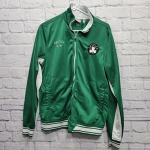 Chaqueta de calentamiento clásica con cremallera de los Boston Celtics adulto M bolsillos con cremallera completa NBA - Imagen 1 de 8