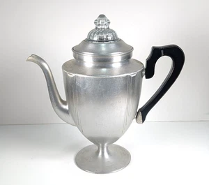 Vintage Fire-King Art Deco Stove Top Percolator Wood Handle Glass Knob Complete - Picture 1 of 16