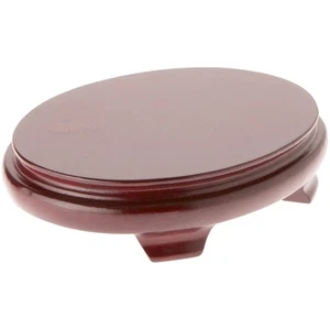 Plymor Red Oval Wood Veneer Footed Display Base, 8.25" W x 6.25" D x 1.75" H - Picture 1 of 1