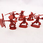 Vintage Red Plastic Native American Indian Frontier Wildwest Figures Lot of 6