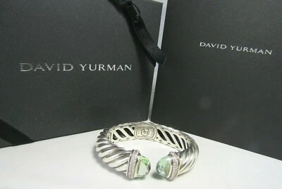  David Yurman Sterling Silver Prasiolite & Diamonds 15M Waverly Cuff Bracelet - Image 1 of 4