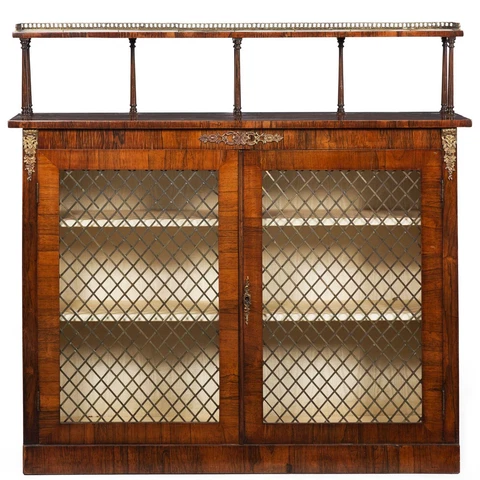 19th Century English Regency Rosewood Antique Chiffonier Cabinet Bookshelf Cover
