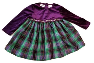 Vestido de fiesta a cuadros verde púrpura ROSE COTTAGE para niñas talla 24 meses  - Imagen 1 de 5