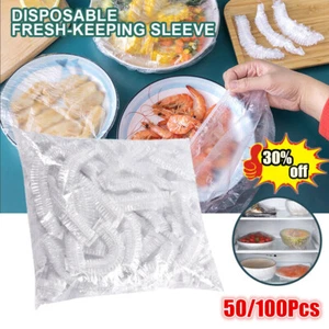 Disposable Plastic Wrap Cover Bowls Cover Elastic Food Dust Covers 50/100Pcs US - Picture 1 of 14