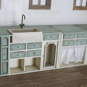 Puppenhaus Miniaturen Möbel Kücheninsel Spüle unvollendetes Holz im Maßstab 1:12 - Bild 1 von 20