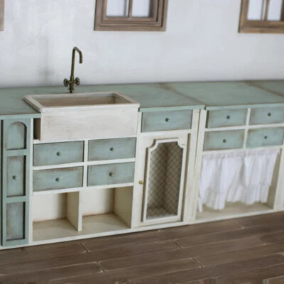 1/12 Scale Dollhouse Miniatures Furniture Kitchen Island Sink Unfinished Wood - Image 1 of 4