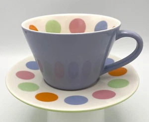 Starbucks Lavender Polka-Dot Coffee Mug & Green Saucer Plate Set 2006 - 12 oz - Picture 1 of 18