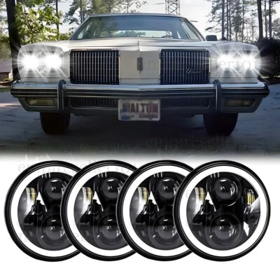 Newest 4pc Halo 5-3/4 5.75" Round LED Headlights for Olds mobile 442 98 Delta 88 - Image 1 of 4