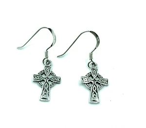 925 Sterling Silver CELTIC, Gaelic Cross Drop Dangle Earrings - Picture 1 of 1