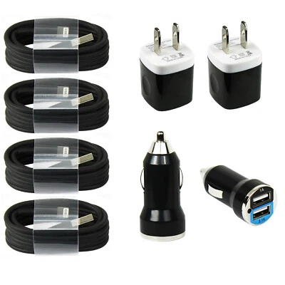 4 x Kits de Carga Cables + 2 Cargadores de Pared y 2 Cargadores de Coche para iPhone 14 13 12 11 X Foto 1 de 4