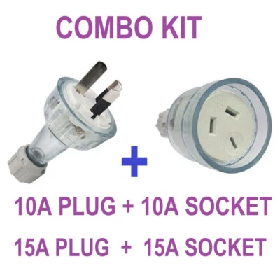 3 Pin Male Plug + Female Socket 10A 15A Clear Electrical Cable 240V 250V 10amp - Image 1 of 4