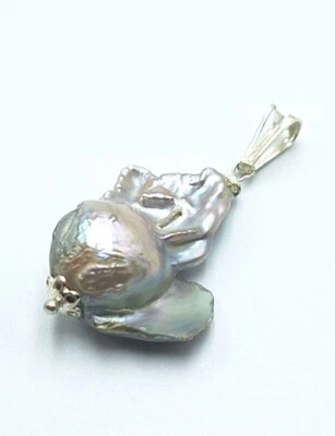 Ciondolo Perla BAROCCA in Argento 925 Stile Antico Perla scaramazza - Immagine 1 di 4