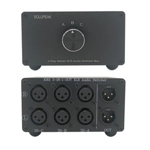 SOLUPEAK 3-Way XLR Stereo Audio Switch box, Balanced Audio Converter 3 IN 1 OUT - Picture 1 of 7
