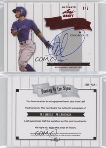 2012 Leaf Ultimate Draft Heading to the Show Red /5 Albert Almora #HS-AA1 Auto