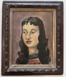 Quadro acquerello stile modernista impressionismo originale firmato ritratto di signora - Foto 1 di 10