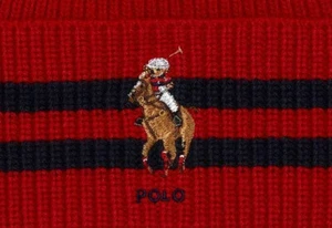 Polo RALPH LAUREN Men's Hat Beanie Polo Riding Bear Striped Cuff Skully - Picture 1 of 8