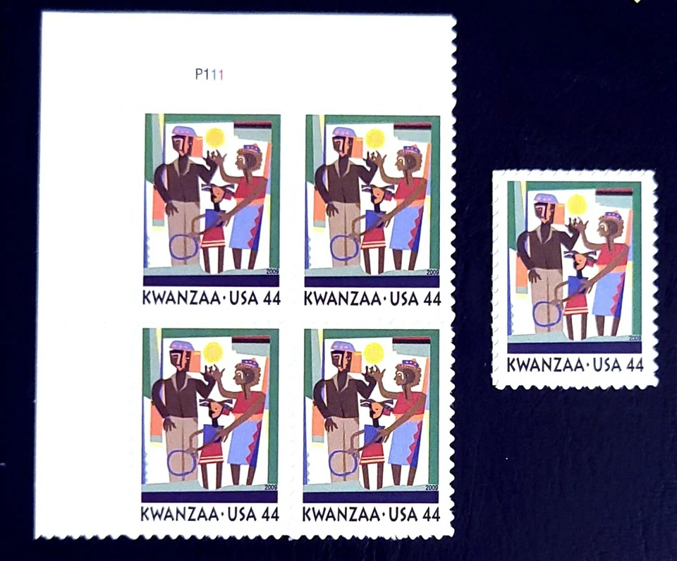 2009 Plate Block and Single 4434! Kwanzaa! BV $7.35 - Image 1 of 1