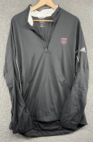 Adidas Golf Mens Texas A&M Aggies ClimaProof  Quarter Zip 3 Stripe Jacket Size L Cover