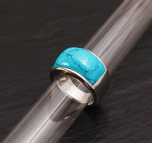 Edelstahl Ring mit Türkis Replik 2 17 19 21 mm Edelstein 316 Steinschatz - Bild 1 von 2