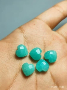 Premium 12 mm Checker-Cut Heart Amazonite Gemstone - Picture 1 of 5