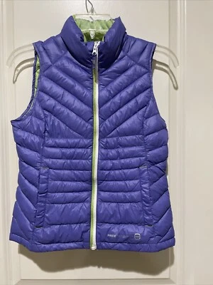 Chaleco acolchado para esquí de nieve Free Country acolchado púrpura verde lima niñas M 10/12 Foto 1 de 3