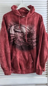 Felpa con cappuccio The Mountain Bleach Dye Red Dragon grafica taglia Med - Foto 1 di 10