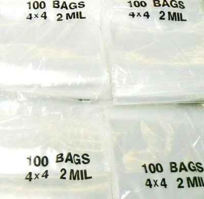 4x4 Poly Bags 1000 Clear 2mil Reclosable Squeeze Top Lock Bag 2 Mil 1,000 Pcs  - Image 1 of 4