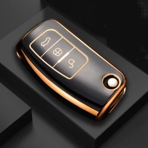 TPU Auto Fernbedienung Schlüsselanhänger Abdeckung Etui für Ford Fiesta Focus Mondeo Kuga Puma C SCHWARZ - Bild 1 von 8