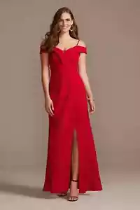 Morgan & Co Vestido Rojo Hombro Descubierto Formal Vestido de Noche Talla 10 NUEVO - Imagen 1 de 7