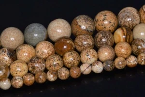 Cuentas sueltas redondas de jaspe grado AAA 3/4/6-7/8/10/12/15-16 MM con cuadro natural - Imagen 1 de 16