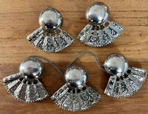NATACHA BROOKS VTG STERLING SILVER 3 FAN CHATELAINE BROOCH + EARRINGS SET 82+gr - Picture 1 of 8