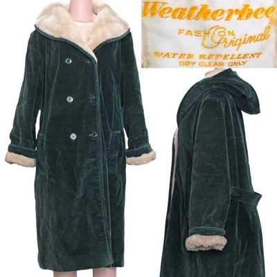 Abrigo Vintage Años 70 Weatherbee Verde Pana Imitación Sherpa Forro Otoño Invierno M/L Foto 1 de 4