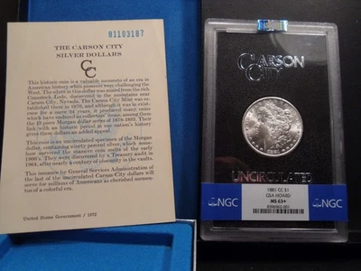 1881-CC MS63+ (Plus) GSA Hoard Morgan Silver Dollar NGC Certified with Box/COA - Image 1 of 4