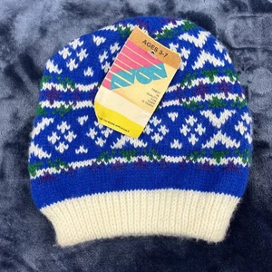 Vintage 80s Hanes/ Avon Glove Corp Beanie Knit New Deadstock 3-6X/7 Fair Isle - Picture 1 of 7