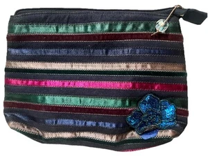 ELISSA BLÜTENSTREIFEN CLUTCH HANDTASCHE NEW YORK MEHRFARBIG REISSVERSCHLUSS BLUMEN PAILLETTEN - Bild 1 von 5