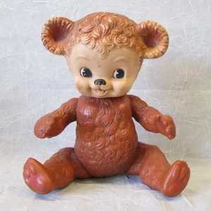 Vintage Quietschspielzeug Sun Rubber Co 1958 Sunny der Bär Teddy braun - Bild 1 von 6