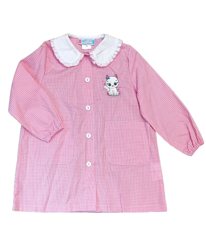 Grembiule asilo da bambina Andy&Gio' 90255 Quadretti Bianco/Rosa - Immagine 1 di 1