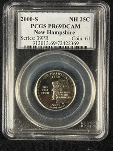 2000-S NH 25C New Hampshire PCGS PR69DCAM Proof State Quarter - Picture 1 of 4