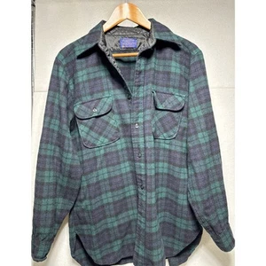 Mens Large Pendleton Board Shirt Wool Black Watch button shirt VTG - Picture 1 of 5