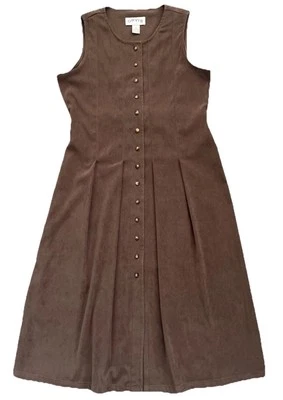 Vestido de gamuza sintética Orvis Petite 12 para mujer marrón con botones delanteros lazos traseros funda plisada Foto 1 de 4