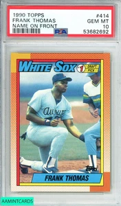 Topps Frank Thomas #414 1990 nombre en la parte delantera White Sox Rookie radiocontrol PSA 10 GEMA MT - Imagen 1 de 3