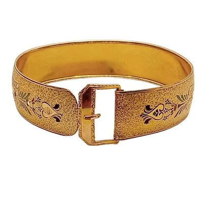 Brazalete Brazalete Vintage Victoriano Taille D'Epargne Lleno de Oro Hebilla Foto 1 de 3
