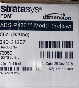 Cartucho original Stratasys Dimension FDM ABS-P430 (amarillo) 340-21207 - Imagen 1 de 4