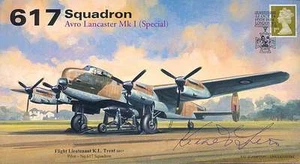 AV600 617 Dambuster Squadron WWII AVRO Lancaster RAF cover signed KEN TRENT DFC - Picture 1 of 1