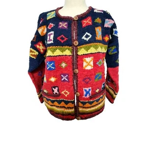 Suéter vintage para mujer pequeño (grande) de lana con botones Grannycore 47" Pit to Pit - Imagen 1 de 6