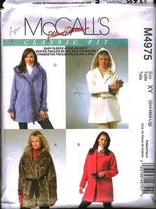 4975 Vintage McCalls SEWING Pattern Misses Lined Jacket Unlined Flower Winter M - Picture 1 of 2
