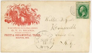 Fruit & Trees Advertising Cover 1870s, Waupun Wisconsin - Lamartine Wis. DPO - Picture 1 of 2