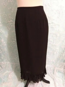 Vtg. 80's-90's Plaza South pencil skirt Sz. 8 accordian pleat ruffle black - Picture 1 of 12