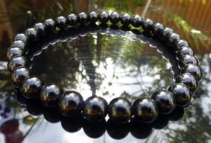 Bracciale Onice Nera Pietra Preziosa Terapeutica, 6mm 8mm 10mm - Foto 1 di 5